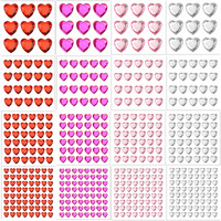 516Pcs Heart Face Gems Pink Heart Rhinestones Self Adhesive Acrylic Heart Jewels For Hair Body Bling Crystal Heart Stickers For Wedding Festival Dating Decoration Diy Craft (6/10/12/18Mm)