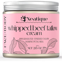 Neatique 100% Grass Fed Beef Tallow For Skin Care Face & Body | Whipped Moisturizer For Skin | With Organic Beeswax & Organic Honey Balm | All Natural Formula, 2.13Oz (Jasmine)