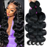 Body Wave Bundles Human Hair 24 26 28 30 Inch 4 Bundles12A Human Hair Bundles100% Unprocessed Brazilian Virgin Hair Quick Weave Extensions Natural Black