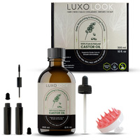 Pure Castor Oil - Cold Pressed 100% Castor Oil For Hair Growth, Skin, Eyebrows, Eye Lashes, Nails & Cuticles - Hexane Free, Natural & Unrefined - Includes Dual Mascara, Dropper & Scalp Massager