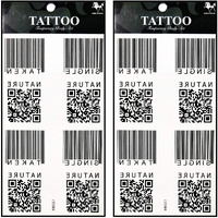 Tattoos 2 Sheets Bar Code Qr Code Temporary Tattoos Stickers Fake Body Arm Chest Shoulder Tattoos For Teens Men Women