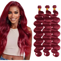 Dark Burgundy Bundles 14 16 18 Inch 99J Body Wave Human Hair 3 Bundles Brazilian Unprocessed Virgin Remy Burgundy Bundle Hair Extensions
