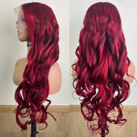 Tuneful 30 Inch Red Highlihgted Wigs Human Hair 220% Density 13X6 Body Wave 99J Burgundy Wig Human Hair Pre Plucked Red Colored Wigs For Women