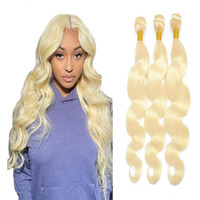 Niciitysi Blonde Body Wave Bundles Human Hair Color 613 Bundles Double Weft Brazilian Hair Extensions Soft And Silky Dark Blonde Color 16 18 20 Inch