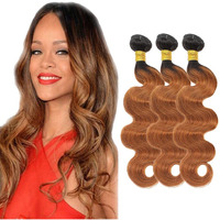 Zevpiul 1B30 Ombre Brown Bundles Human Hair Body Wave 3 Bundles 22 24 26 Inch Unprocessed Brazilian Virgin Remy Dark Brown Body Wave Bundle Human Hair Extensions