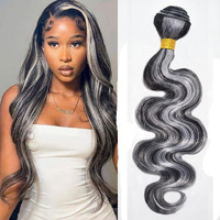 Heiowuio P4/Grey Body Wave Hair Bundles Brazilian Remy Extensions Ombre Tow Tone Weaves Real Unprocessed Virgin Hair Brown And Grey 10 Inch