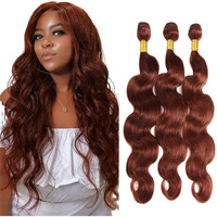 Niciitysi Auburn Body Wave Bundles Color 33 Human Hair Copper Red Bundles 22 24 26 Inch Double Weft Brazilian Virgin Reddish Brown Hair Extensions Silky Soft For Women