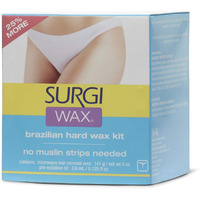 Surgi Wax Brazilian Hard Wax Kit - At-Home No-Strip Waxing For Bikini & Body Hair Removal