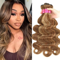 Honey Blonde Highlight Body Wave Bundles Human Hair 100% Unprocessed Brazilian Virgin Hair Ombre Brown Body Wave Bundles For Black Women Piano Color