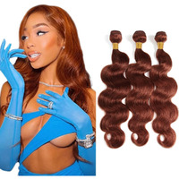 Color 33 Bundles Copper Body Wave Human Hair Bundle Reddish Brown Hair Extensions Color 33 Auburn Brown 3 Bundles 14 16 18 Inch Copper Body Wave Bundle 300G
