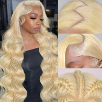 Maruol 34 Inch 613 13X6 Lace Front Wig Human Hair Blonde Wig Body Wave Hd Transparent Lace Frontal Wigs For Black Women 180% Density Glueless Wigs Pre Plucked With Baby Hair