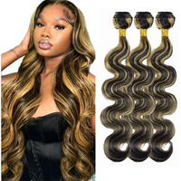 26 28 30 Inch P1B/27 Bundles Blonde Body Wave Human Hair Extensions Double Weft Brazilian Virgin Remy Hair Extensions P1B27 Body Wave Human Hair Bundles
