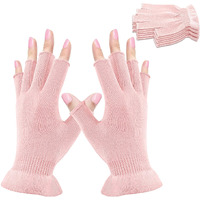 Mig4U Fingerless Moisturizing Gloves, Half Finger Touchscreen Beauty Glove For Eczema, Spa, Dry Hands, Skin Treatment, Summer Sun Uv Protection, Pink, 3 Pairs S/M