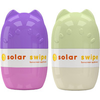 Solar Swipe Sunscreen Applicator - Refillable Roll On For Kids & Adults Mess-Free Sunscreen Roller & Sponge Dispenser Portable Sun Protection, Ideal For Travel & Outdoor Use (Olive & Purple)