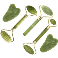 Fuvooi Jade Gua Sha Facial Massager Set - 5 In 1 Skin Care Tools With Roller And Massager