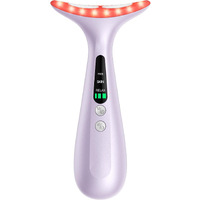 Facial And Neck Massager For Face, Neck - Skin Lifting & Firming - Wrinkle & Dark Circle Reducer - At Home Skin Care Face Sculpting Tool And Neck Massager-Pastel Purple