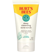 Burts Bees Clear And Balanced Deep Cleansing Acne Scrub, Salicylic Acid Acne Treatment With Cica, Facial Cream Exfoliator Helps Unclog Pores And Reduce Acne, 4 Oz