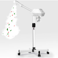 Professional Facial Steamer On Wheels, Esthetician Steamer With Hot Ozone Mist, Stand Face Steamer For Facial Deep Cleaning, Steamer For Facial For Personal Care Or Spa, White