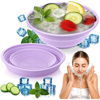 Xangnier Face Bowl For Ice - Collapsible Silicone Facial Ice Bath Bowl For Cold Plunge Therapy, Skin Tightening & Acne Relief - Portable Spa Tool For Home & Travel, Purple