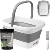 Beinilai Collapsible Foot Bath Kit, Foot Soaking Tub With Handle And Massage Acupoint, Tea Tree Oil Foot Soak With Epsom Salt, And Pedicure Feet File