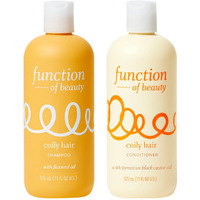Function Of Beauty Coily Hair Shampoo & Conditioner, 11 Oz Each - Flaxseed Oil Nourishes & Hydrates Coils & Curls, Jamaican Black Castor Oil Moisturizes & Revives, Sulfate-Free, Customizable Haircare