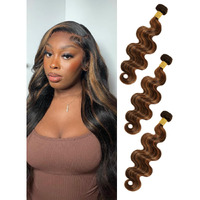 Anmetan F1B/30 Highlight Bundles Human Hair Body Wave 18/20/22 Inch, 12A Honey Blonde Highlights Thick Black With Brown Colored Wavy 3 Bundles 100% Unprocessed Brazilian Remy Hair Sew In Quick Weave