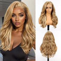 Allbell 13X6 Honey Blonde Lace Front Wig For Black Women,Glueless Synthetic Hd Lace Wigs,22Inch Body Wave Hair Replacement
