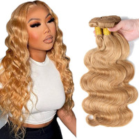 #27 Body Wave Bundle Honey Blonde Human Hair 3 Bundles Brazilian Unprocessed Virgin Hair Extensions Double Weft Bundle For Women 20 22 24 Inch