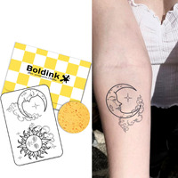 Boldink Temporary Tattoos, Semi Permanent Tattoos, 15-Day Long Lasting Tattoo Sticker, Waterproof And Anti-Reflective, Unique Design(Sun And Moon 5)