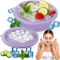 Xangnier Face Bowl For Ice With Built-In Ice Tray - Collapsible Silicone Facial Ice Bath Bowl For Cold Plunge Therapy, Skin Tightening & Acne Relief - Purple Portable Spa Tool For Home & Travel