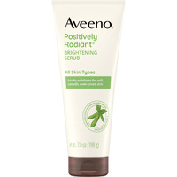 Aveeno Positively Radiant Brightening Face Scrub & Exfoliating Daily Face Wash, Moisture-Rich Soy Extract, Oil-Free, Soap-Free, Hypoallergenic, Non-Comedogenic, Improves Tone & Texture, 7 Oz