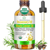 Rosemary Oil For Hair Growth With Castor, Organic Cold Pressed Blend Hair Oil Natural Scalp Care - Soothes Itchy Scalp, Repairs Dry Hair & Nourishes Roots For All Hair Types - 4 Fl Oz