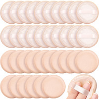 Silifine 40 Pcs Cotton Powder Puffs Bulk Washable, 2.36 Inch Round Makeup Dusting Powder Puff With Ribbon For Face Body Cosmetic, Beige