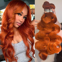 Alher #350 Ginger Bundles Human Hair Body Wave Sew In Weave Wavy 3 Bundles For Black Women 10A 100% Brazilian Remy Hair Soft Thick Copper Orange Color 14 16 18 Inch