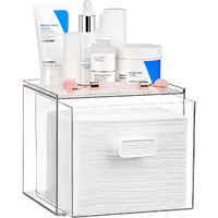 Vtopmart Disposable Facial Towels Holder,Clear Storage Drawer Compatible With Clean Skin Club Towel Xl,Acrylic Box Hold 50 Count,Stylish And Functional Bathroom Accessory For Coutertop Organization