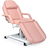 Omysalon Hydraulic Facial Bed Massage Table, Multi-Purpose 3-Section Tattoo Chair Esthetician Bed, Adjustable Beauty Salon Spa Equipment, Pink