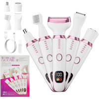 Sidhgn 5-In-1 Electric Razor For Women - Bikini Trimmer With Led Display, Painless Hair Removal For Face, Nose, Eyebrows, Arms & Legs - Wet/Dry Rechargeable Shaver For Armpits & Pubic Area