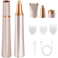 Electric Eyebrow Trimmer, 3 In 1 Facial Hair Remover For Women, Waterproof Rechargeable Hair Shaver For Face Eyebrow Leg Bikini Nose, Painless Facial Razor Epilators With 3 Guide Combs