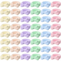 Willbond 48 Pieces Pastel Spa Headband Bulk Flannel Bow Hair Band Fluffy Plush Facial Makeup Headband For Women Washing Face Spa Shower Cleansing