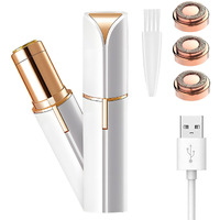 Women Facial Hair Removal Device, Electric Face Shaver, Portable Face Razor, Rechargeable Painless Hair Remover With 3 Replacement Heads For Face, Upper Lip Chin (White)