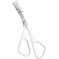 Eyebrow Scissors For Women, Stainless Steel Beauty Scissors With Comb, Precision Trimming Tool For Brows & Facial Hair, Sharp Blades With Safety Guard, Compact & Travel-Friendly (White)