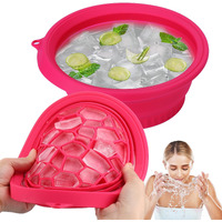 Palksky Face Ice Bath Bowl With Built-In Icetray, Silicone Ices Facial Bowls Collapsible Washbasin, Facial Plunge Bowl, Face Icebath At Home For Skin Tightening, Acne Relief, Pink