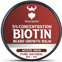 5% Concentration Biotin Beard Balm For Men & Conditioning Beard Wax - Made With Castor Oil Natural And Organic Ingredients - Hydrates & Thickens Facial Hair Growth- 2 Ounce Tin (Mystic Hour)