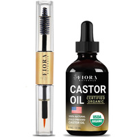 Organic Castor Oil For Eyelashes, Eyebrows, Hair & Face - Cold Pressed Hexane Free 100% Pure Aceite De Ricino Organico, Lash & Brow Serum With Refillable Mascara Tube (Unfilled), 1Oz Glass Bottle