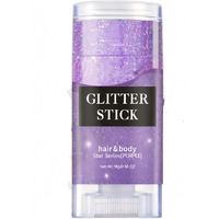 Melemando Body Glitter Stick 7 Colors Holographic Mermaid Sequins Chunky Face Glitter Stick Singer Concerts Or Music Festival Rave Glitter Makeup For Face/Body/Hair/Eyes/Lip (03 Purple)