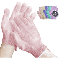 Mig4U Shower Scrub Gloves Exfoliating For Women And Men Medium To Heavy Bathing Remove Dead Skin Body Beauty Sponge Loofah Deep Cleansing Bulk 5 Pairs (5 Pairs, 5 Colors)
