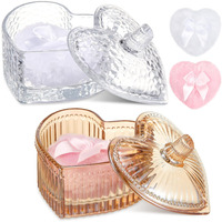 Tioncy 4 Pcs Large Body Powder Puff And Container Extra Large Body Powder Puff Dish Soft Washable Reusable Fluffy Makeup Sponge Wet Dry(Heart,Amber And Clear)