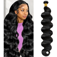 12A Human Hair Bundles 22 Inch Body Wave Human Hair 100% Unprocessed Brazilian Virgin Hair 1 Bundles Extensions Quick Weave Human Hair Extensions Wavy For Women Natural Black