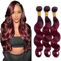 Niciitysi 26 28 30 Inch 1B99J Burgundy Human Hair Body Wave Bundles Double Weft Brazilian Hair Extensions Ombre Two Tone Black To Wine Red Body Wave Bundles