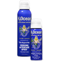 H2Ocean 4Oz And 1.5Oz Piercing Aftercare Spray Bundle, Sea Salt Keloid & Bump Treatment, Wound Care Spray Organic Wound Wash For Ear, Nose, Naval, Oral Body Piercings